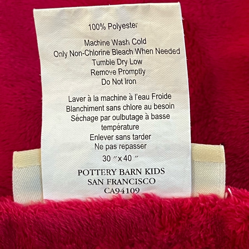 Pottery Barn Kids Fleece Blanket Red Plush 30” X 40” Lovey - Picture 5 of 5